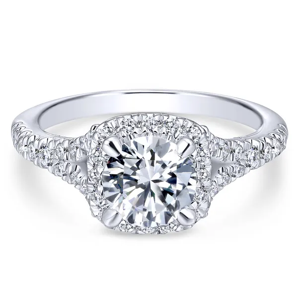 Split shank adds interest to this classic engagement ring w/ pave diamonds Image 2 The Ring Austin Round Rock, TX