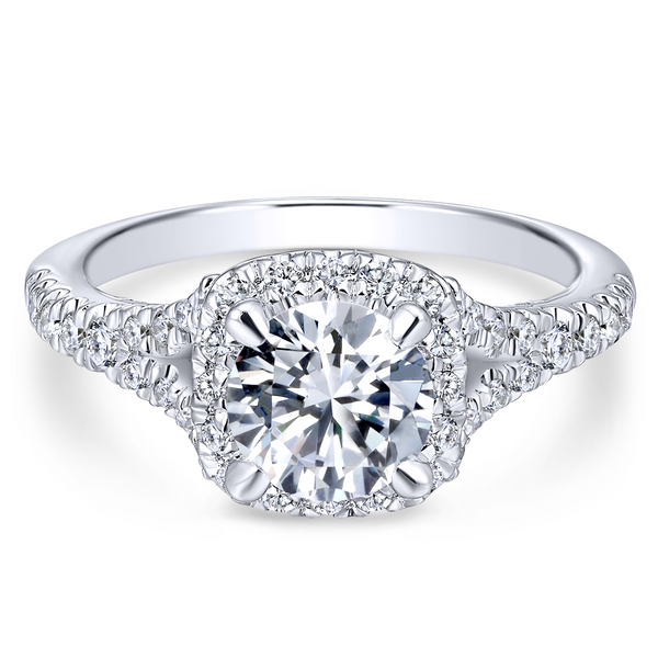 Split shank adds interest to this classic engagement ring w/ pave diamonds Image 2 The Ring Austin Round Rock, TX