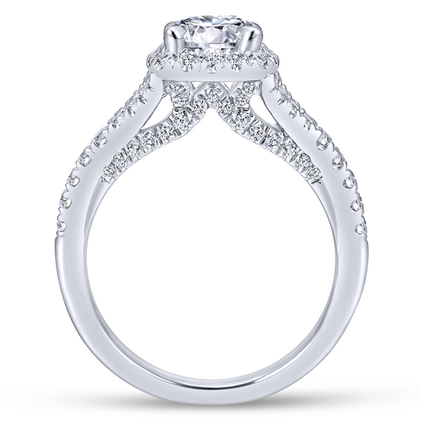 Split shank adds interest to this classic engagement ring w/ pave diamonds Image 3 The Ring Austin Round Rock, TX