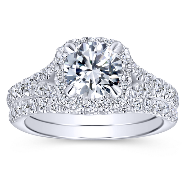 Split shank adds interest to this classic engagement ring w/ pave diamonds Image 4 The Ring Austin Round Rock, TX