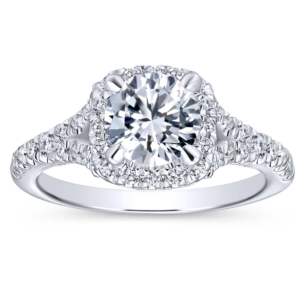 Split shank adds interest to this classic engagement ring w/ pave diamonds Image 5 The Ring Austin Round Rock, TX