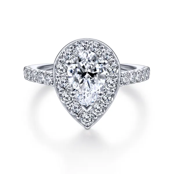 14k White Gold Pear Shape Halo Diamond Engagement Ring Image 2 The Ring Austin Round Rock, TX