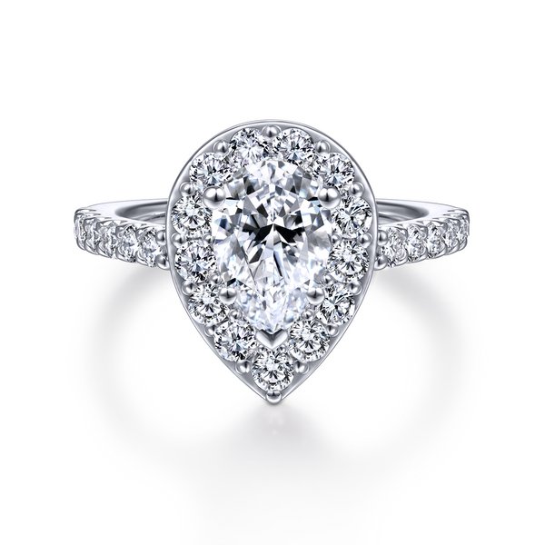 14k White Gold Pear Shape Halo Diamond Engagement Ring Image 2 The Ring Austin Round Rock, TX