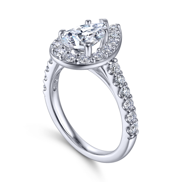 14k White Gold Pear Shape Halo Diamond Engagement Ring The Ring Austin Round Rock, TX