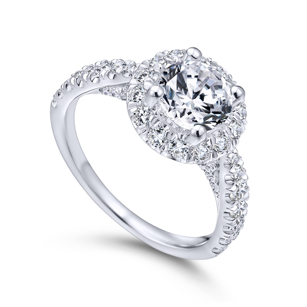 14k White Gold Round Halo Diamond Engagement Ring The Ring Austin Round Rock, TX