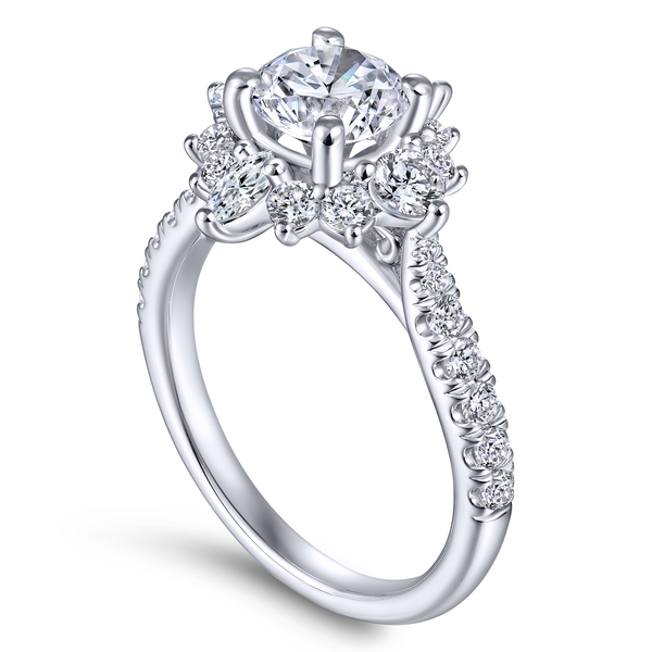 1.00CT 14k White Gold Round Halo Diamond Engagement Semi Mount Image 2 The Ring Austin Round Rock, TX