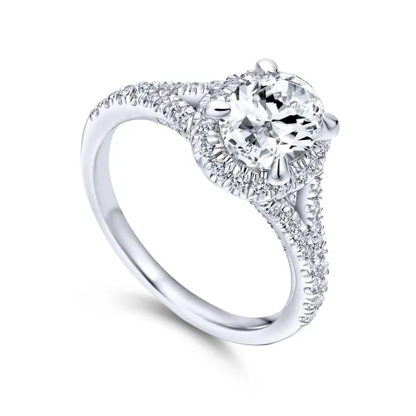 14k White Gold Oval Halo Diamond Engagement Ring The Ring Austin Round Rock, TX