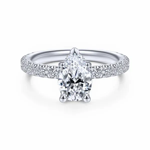 14k White Gold Pear Shape Straight Diamond Engagement Ring Image 2 The Ring Austin Round Rock, TX