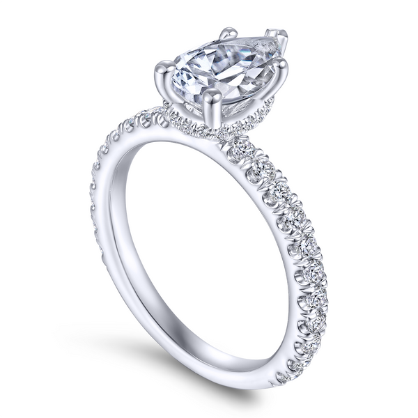 14k White Gold Pear Shape Straight Diamond Engagement Ring The Ring Austin Round Rock, TX