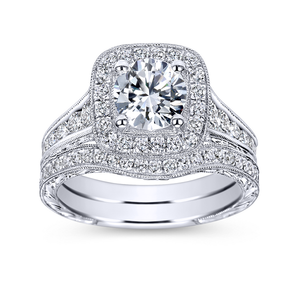 Vintage 14k White Gold Round Halo Diamond Engagement Ring Image 4 The Ring Austin Round Rock, TX
