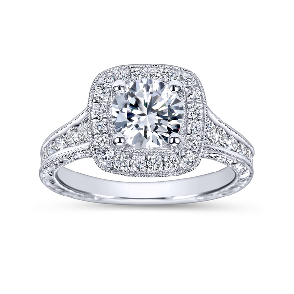 Vintage 14k White Gold Round Halo Diamond Engagement Ring Image 5 The Ring Austin Round Rock, TX
