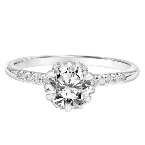 1/6CTW 14K WG Mined Diamond Flower Halo Engagement Ring Image 3 The Ring Austin Round Rock, TX