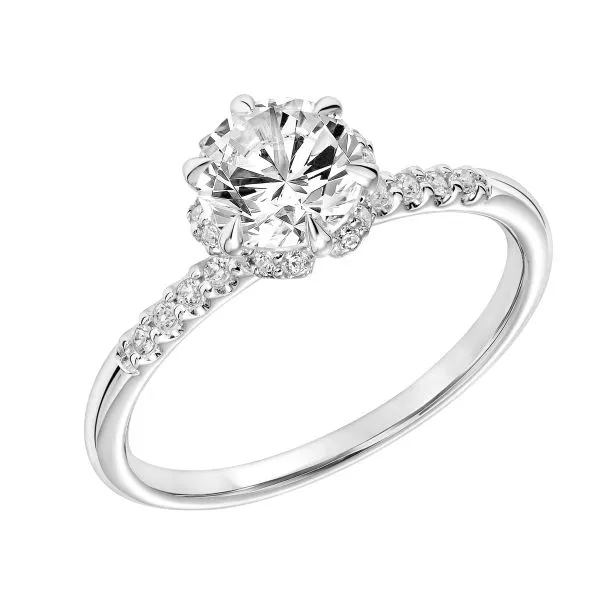 1/6CTW 14K WG Mined Diamond Flower Halo Engagement Ring The Ring Austin Round Rock, TX