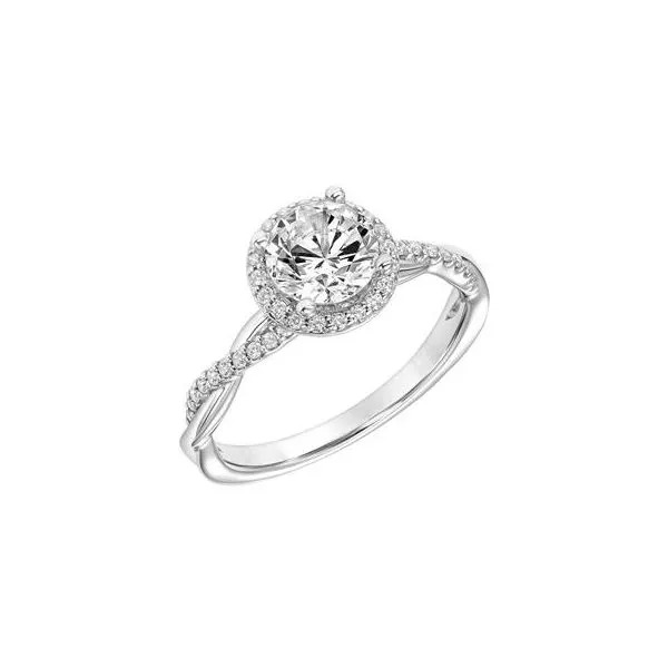 1/5CTW 14KT WG Mined Diamond Halo Half Polished Twisted Engagement Ring The Ring Austin Round Rock, TX