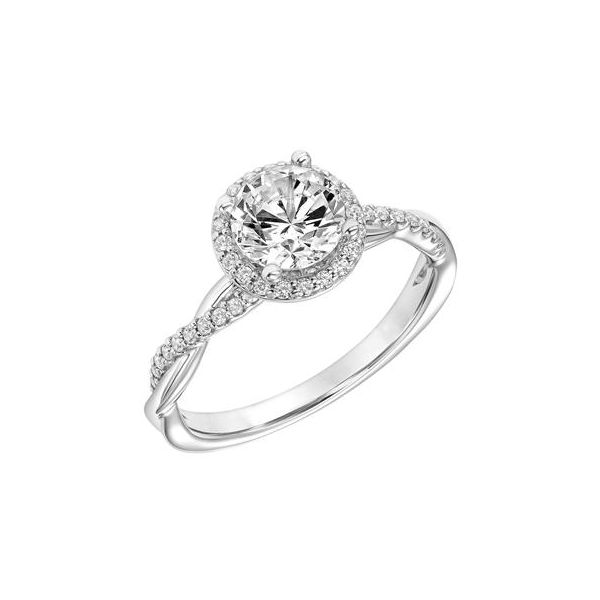 14kt WG Twisted Halo Diamond Engagement Ring  The Ring Austin Round Rock, TX