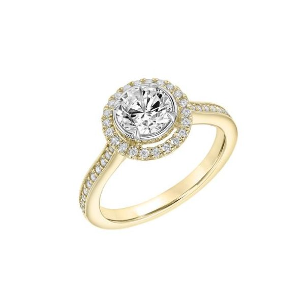 14k YG Round Halo Diamond Engagement Ring The Ring Austin Round Rock, TX