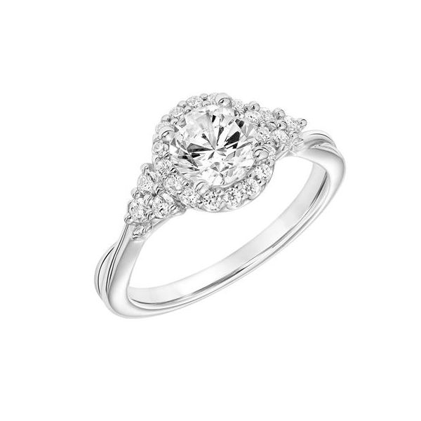 14k WG Halo w/ Side Stones Diamond Engagement Ring The Ring Austin Round Rock, TX