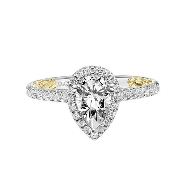 14k YG/WG Pear Halo Diamond Engagement Ring The Ring Austin Round Rock, TX