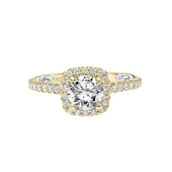 14k YG/WG Cushion Halo Diamond Engagement Ring The Ring Austin Round Rock, TX