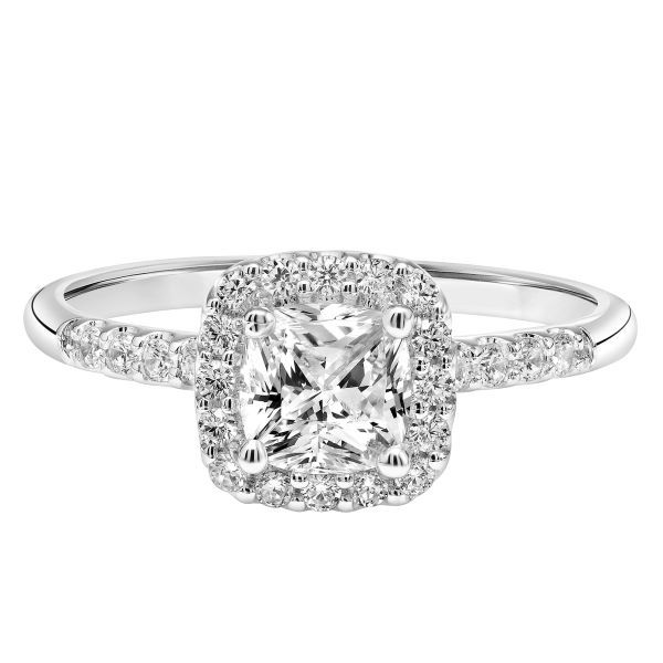 14k WG Petite Halo Diamond Engagement Rings The Ring Austin Round Rock, TX