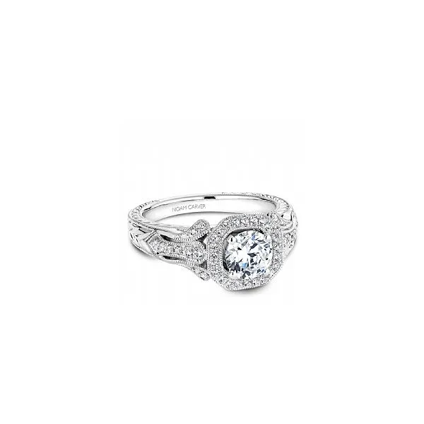 1/4CTW 14K WG Vintage Engraved Halo Engagement Ring Image 2 The Ring Austin Round Rock, TX