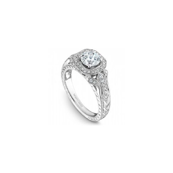 1/4CTW 14K WG Vintage Engraved Halo Engagement Ring The Ring Austin Round Rock, TX