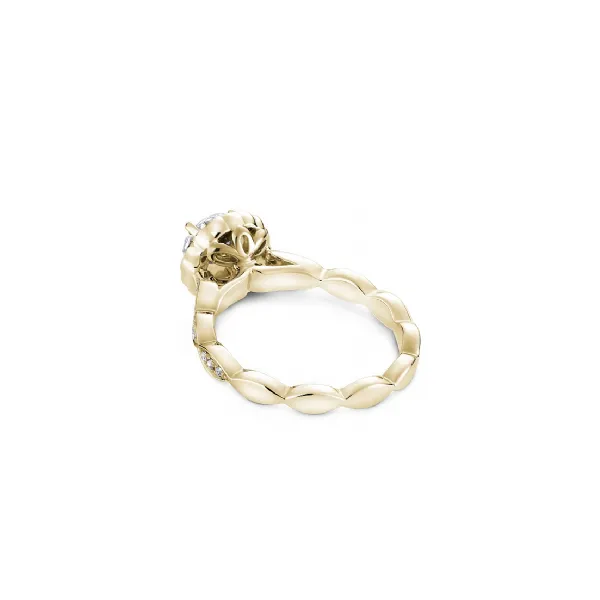 1/4CTW 14k YG Mined Diamond Scalloped Shank Halo Engagement Ring Image 2 The Ring Austin Round Rock, TX