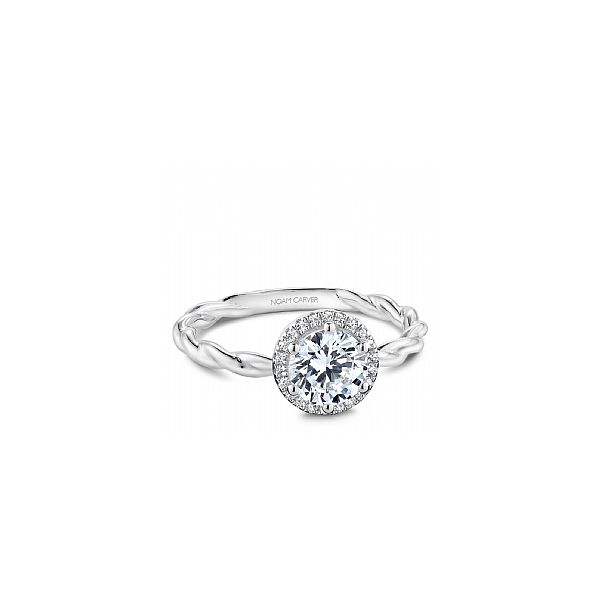 1/10CTW 14K WG Mined Diamond Halo with Twisted Band Engagement Ring Image 2 The Ring Austin Round Rock, TX