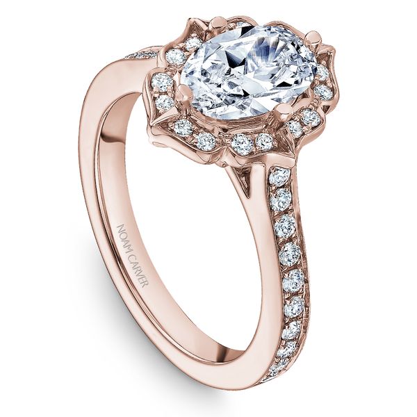1/3 CTW 14K RG Mined Diamond Fancy Shaped Halo with Diamond Band Engagement Ring The Ring Austin Round Rock, TX