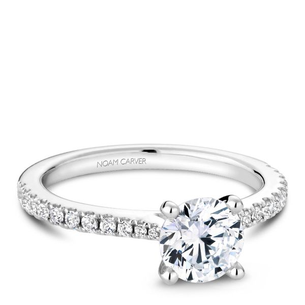 1/4CTW  14K WG Mined Diamond Cathedral Shank Engagement Ring Image 3 The Ring Austin Round Rock, TX