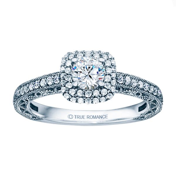 14k WG Cushion Miligrain Diamond Engagement Ring The Ring Austin Round Rock, TX