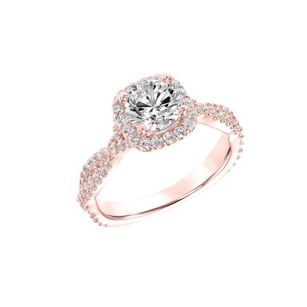 14k RG Cushion Twisted Diamond Engagement Ring The Ring Austin Round Rock, TX
