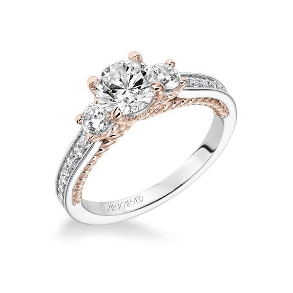 14k WG/RG 3 Stone Rope Detail Diamond Engagement Ring The Ring Austin Round Rock, TX