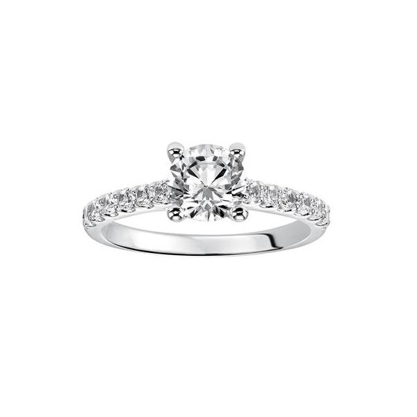 14K White Gold Mined Diamond Cathedral Engagement Ring Image 3 The Ring Austin Round Rock, TX