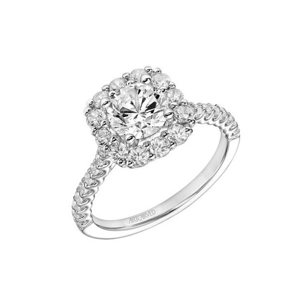14k WG Cushion Halo Diamond Engagement Ring The Ring Austin Round Rock, TX