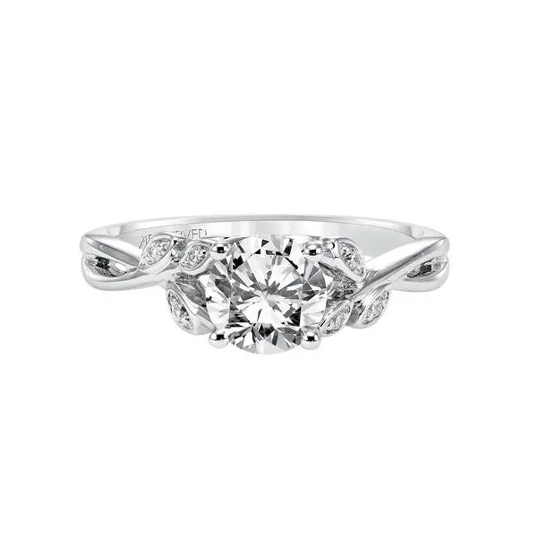 White Gold Leaf Design Engagement Ring Image 2 The Ring Austin Round Rock, TX
