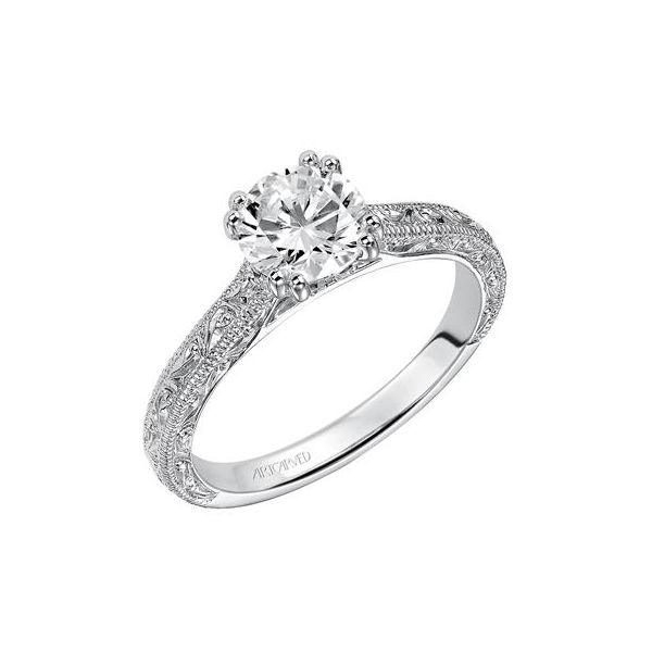 14k WG Engraved Diamond Engagement Ring The Ring Austin Round Rock, TX