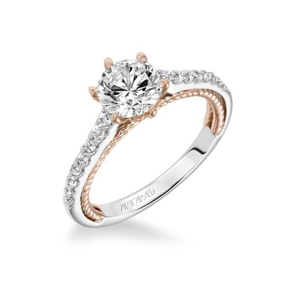 14k WG/RG Rope Detail Diamond Engagement Ring The Ring Austin Round Rock, TX