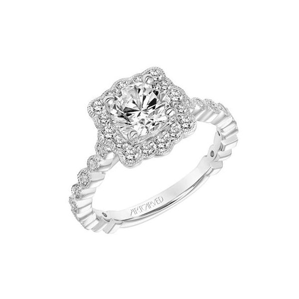14k WG Cushion Halo Diamond Engagement Ring The Ring Austin Round Rock, TX