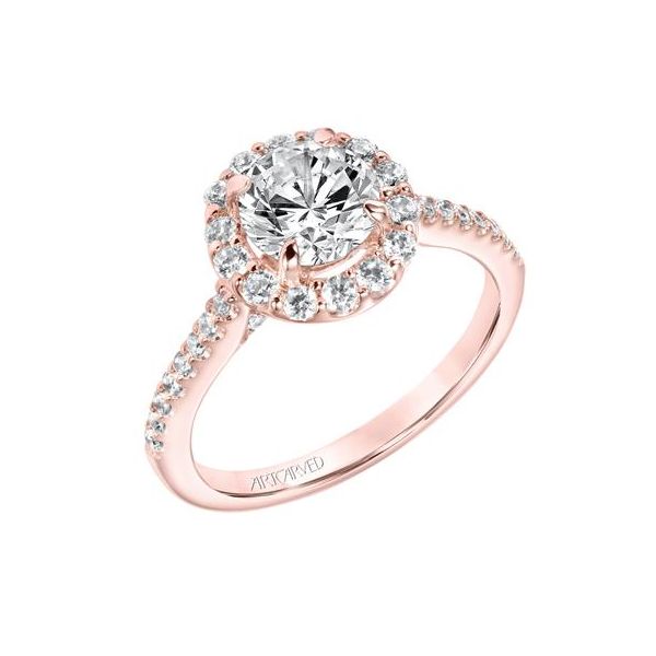 14k RG Prong Set Halo Diamond Engagement Ring The Ring Austin Round Rock, TX