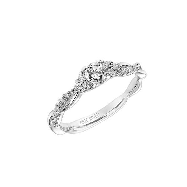 14k WG Twisted 3 Stone Cluster Engagement Ring The Ring Austin Round Rock, TX