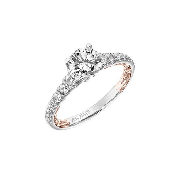14k WG/RG Scroll Detail Diamond Engagement Ring The Ring Austin Round Rock, TX