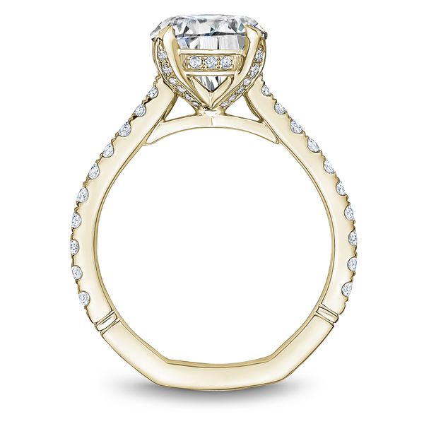 1/2CTW 14K YG Kite Set Mined Diamond Hidden Halo and Diamond Prong, Euro Shank Style Cathedral Engagement Ring Image 2 The Ring Austin Round Rock, TX