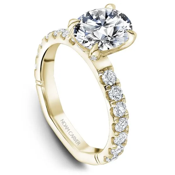 7/8CTW 14KYG Prong Set Mined Diamonds with Hidden Halo and Diamond  Accented Head Engagement Ring The Ring Austin Round Rock, TX