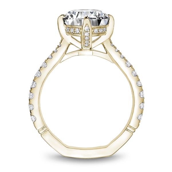 5/8CTW 14K YG Prong Set Cathedral and Hidden Halo with Mined Diamond Diamond Accented Prongs and Euro Shank Engagement Ring Image 2 The Ring Austin Round Rock, TX