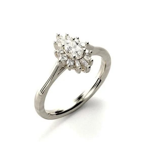 1/4CTW 14KT WG Mined Diamond Antique Burst halo Engagement ring The Ring Austin Round Rock, TX