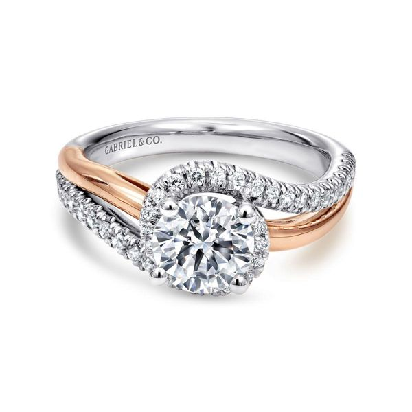 1/4CTW 14K White/ Rose Gold Wrap Style Halo Mined Diamond Engagement Ring Image 2 The Ring Austin Round Rock, TX