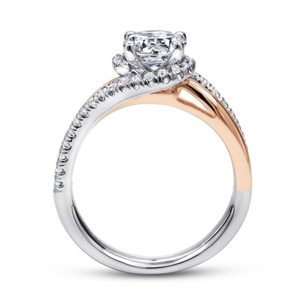 1/4CTW 14K White/ Rose Gold Wrap Style Halo Mined Diamond Engagement Ring Image 3 The Ring Austin Round Rock, TX