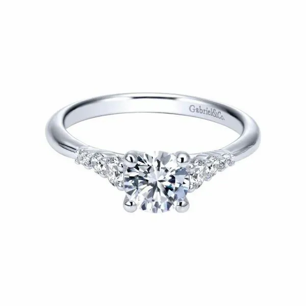 1/4CTW 14K White Gold Mined Diamond Engagement Ring Cathedral w/Criss Cross Crown Image 2 The Ring Austin Round Rock, TX