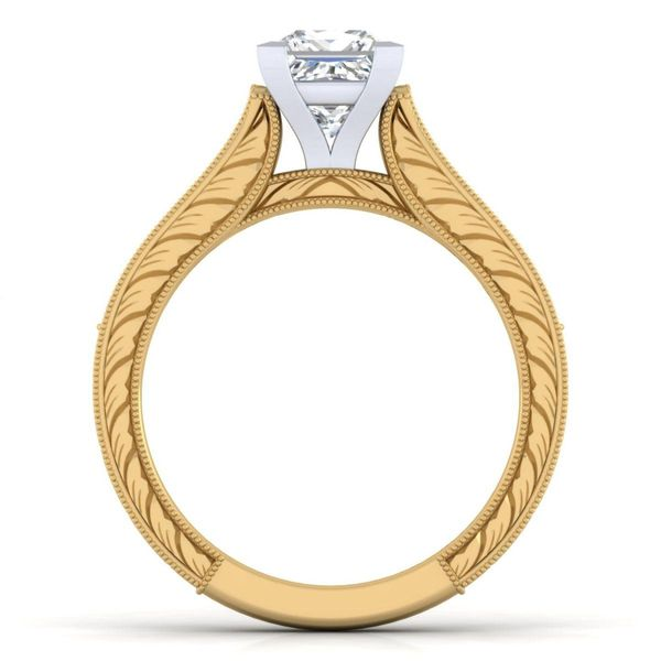 1/4CTW 14K YG/WG Gold Mined Diamond Engraved Graduating in shank Engagement Ring Image 3 The Ring Austin Round Rock, TX